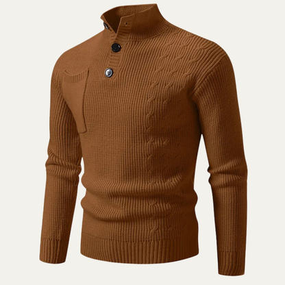 The Piccadilly Men’s Button Neck Knitted Warm Jumper with Pocket 0