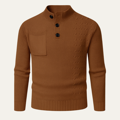 The Piccadilly Men’s Button Neck Knitted Warm Jumper with Pocket 1