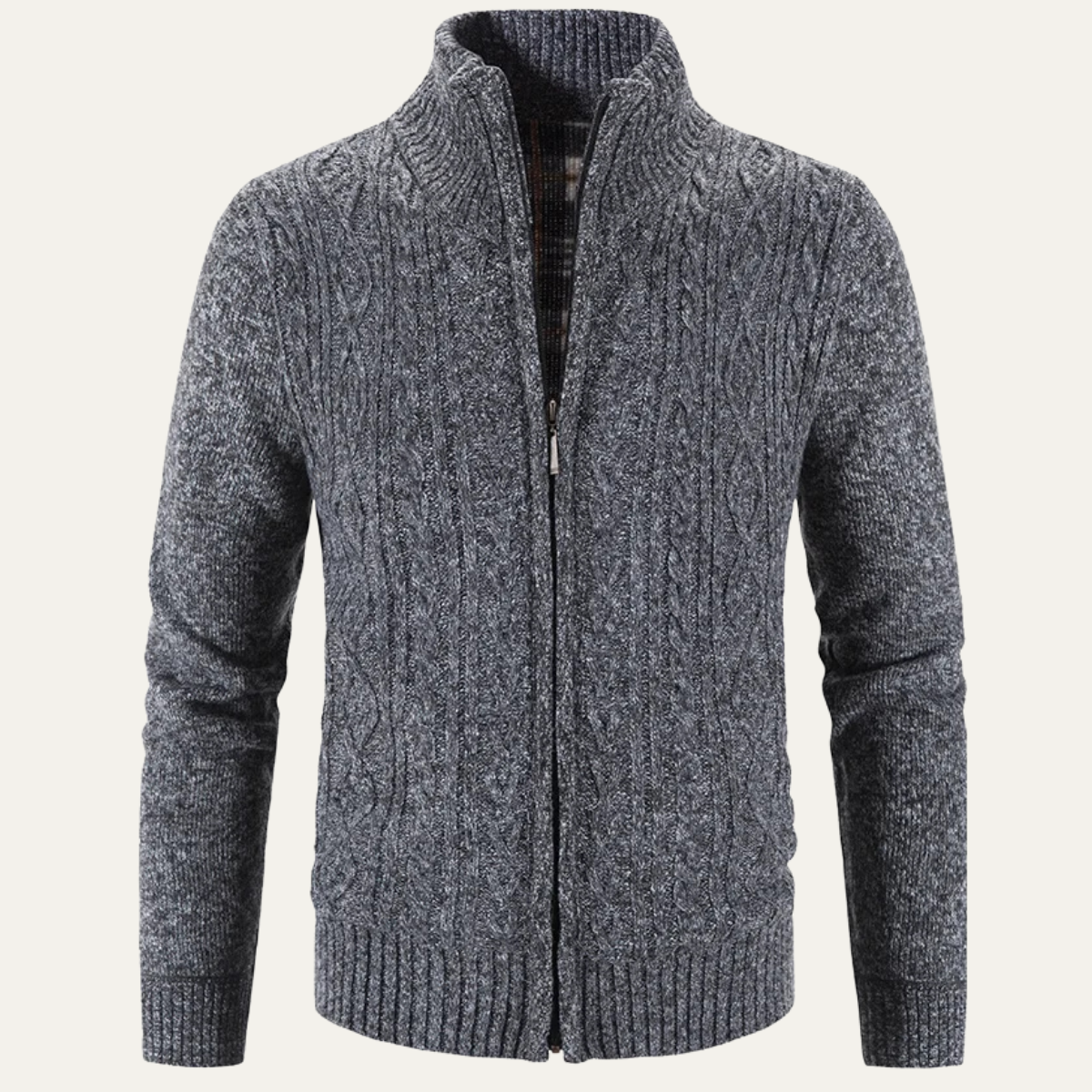 The Pienza Men’s Warm Fleece Zip Up Knit Jacket 5