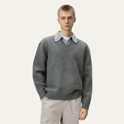 The Porto Cesareo Men’s Casual Loose Fit Polo Collar Knit Jumper 1