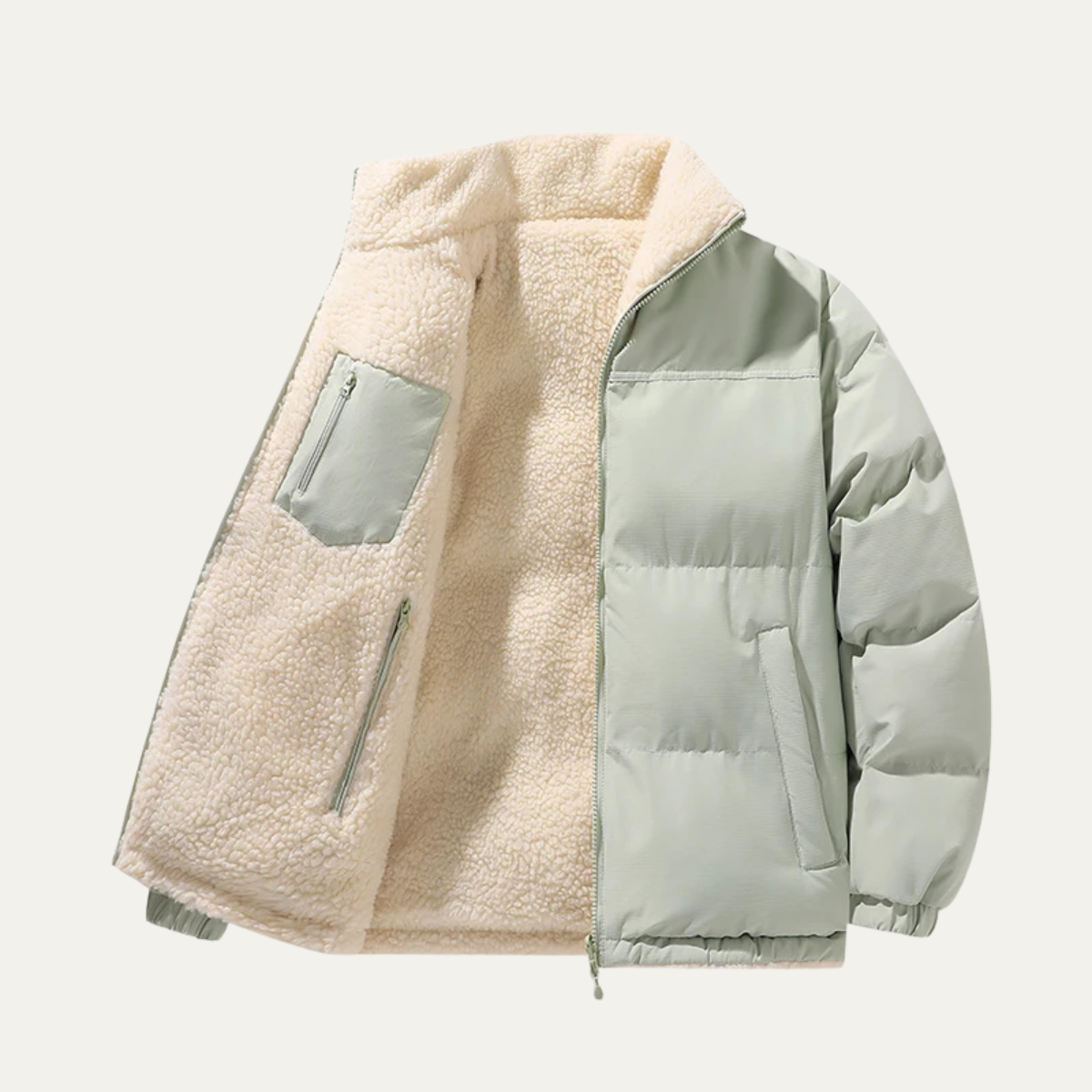 The Porto Ercole Men's Reversible Sherpa Zip Up Fleece Parka Jacket 1