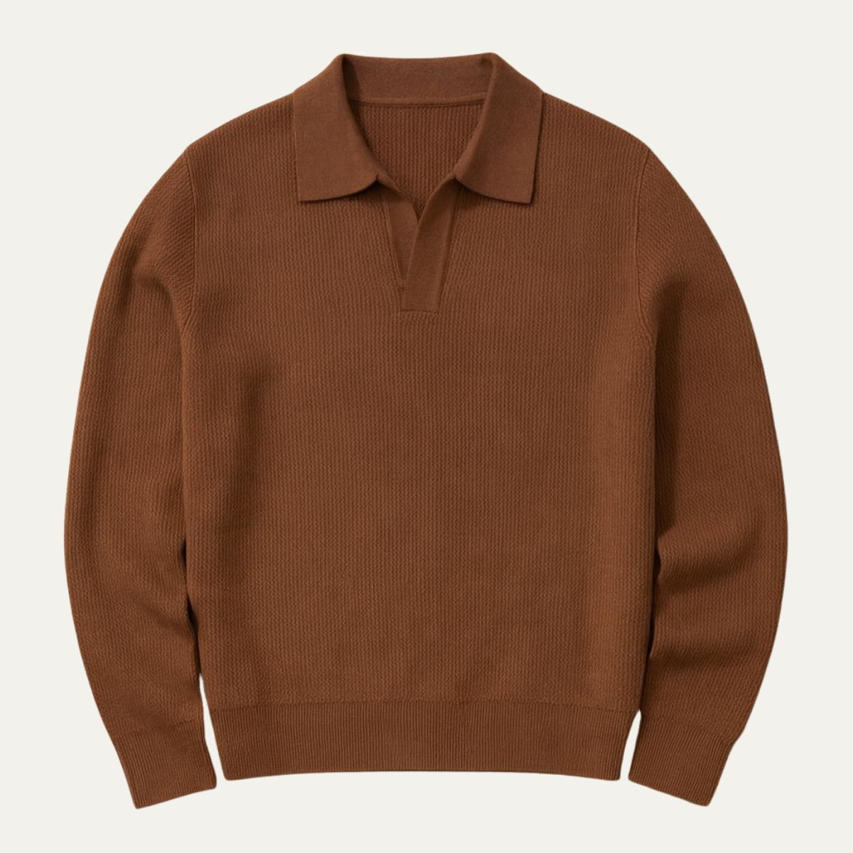 The Portofino Knitted Long Sleeve Polo Jumper for Men - Open Collar 6