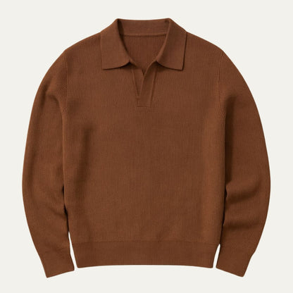 The Portofino Knitted Long Sleeve Polo Jumper for Men - Open Collar 6