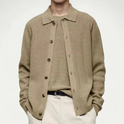 The Positano Elegant Knitted Cardigan for Men - Lapel Collar and Front Buttons 1