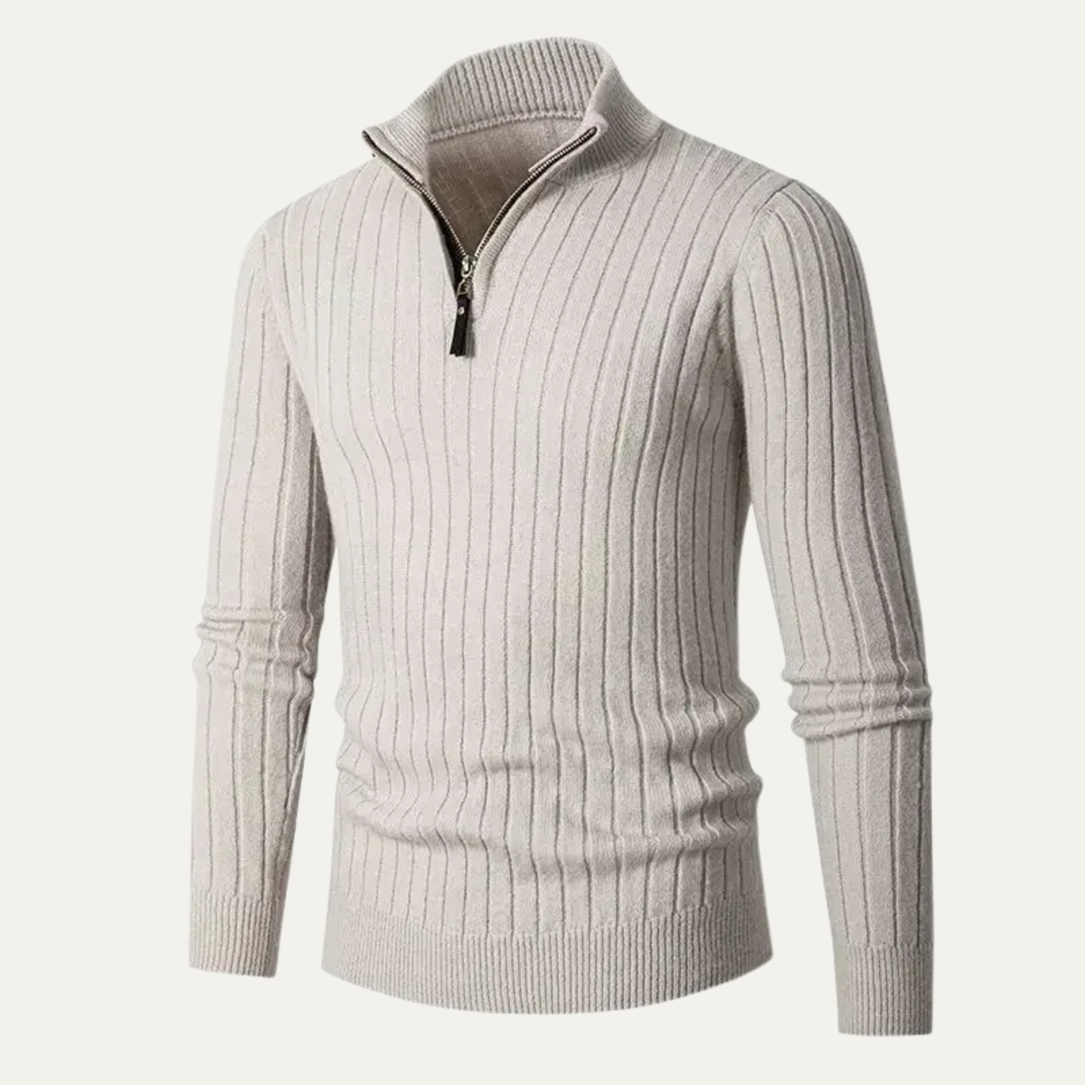 The Ragusa Men's Ribbed Knit Stand Collar Slim Fit Half Zip Jumper 0