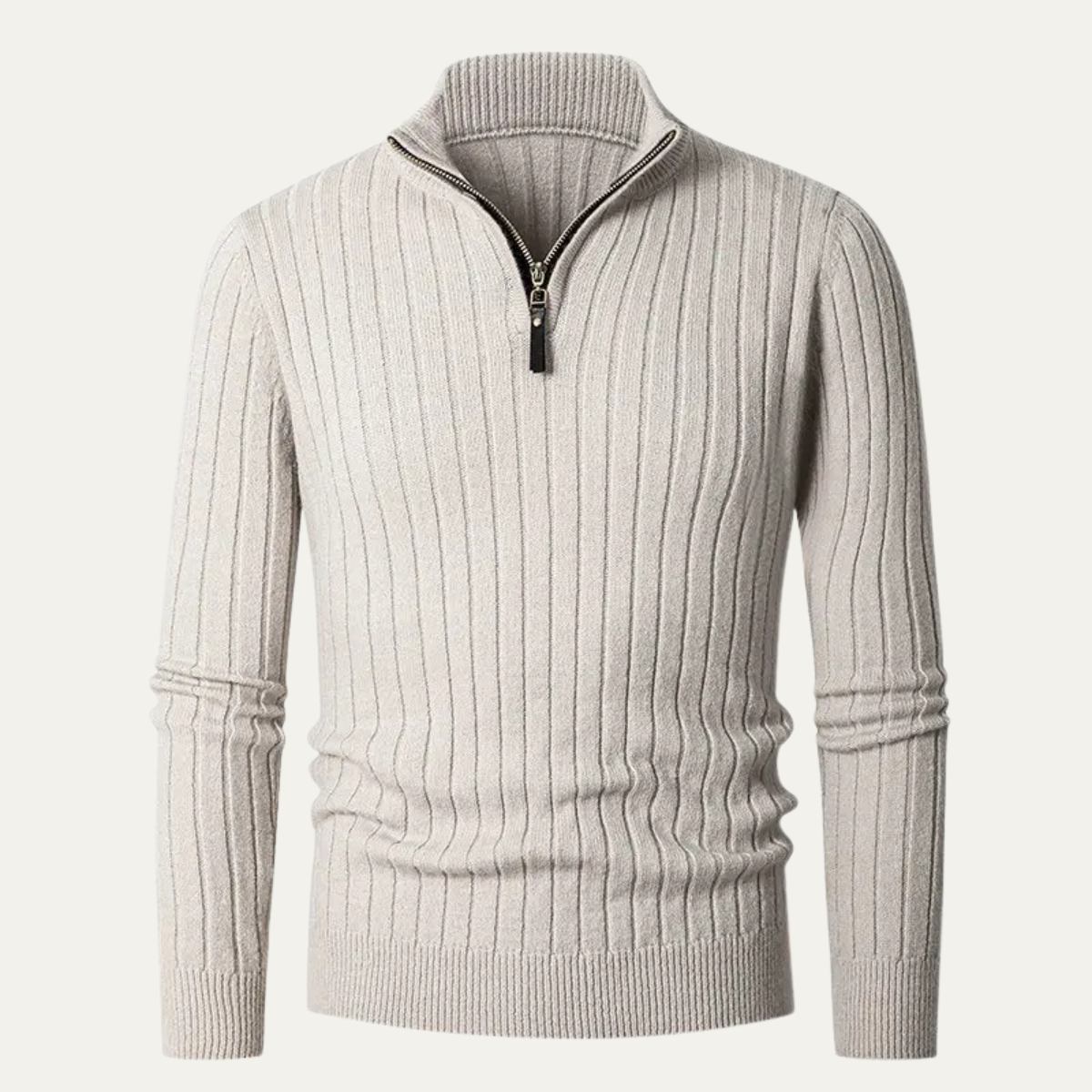 The Ragusa Men's Ribbed Knit Stand Collar Slim Fit Half Zip Jumper 1