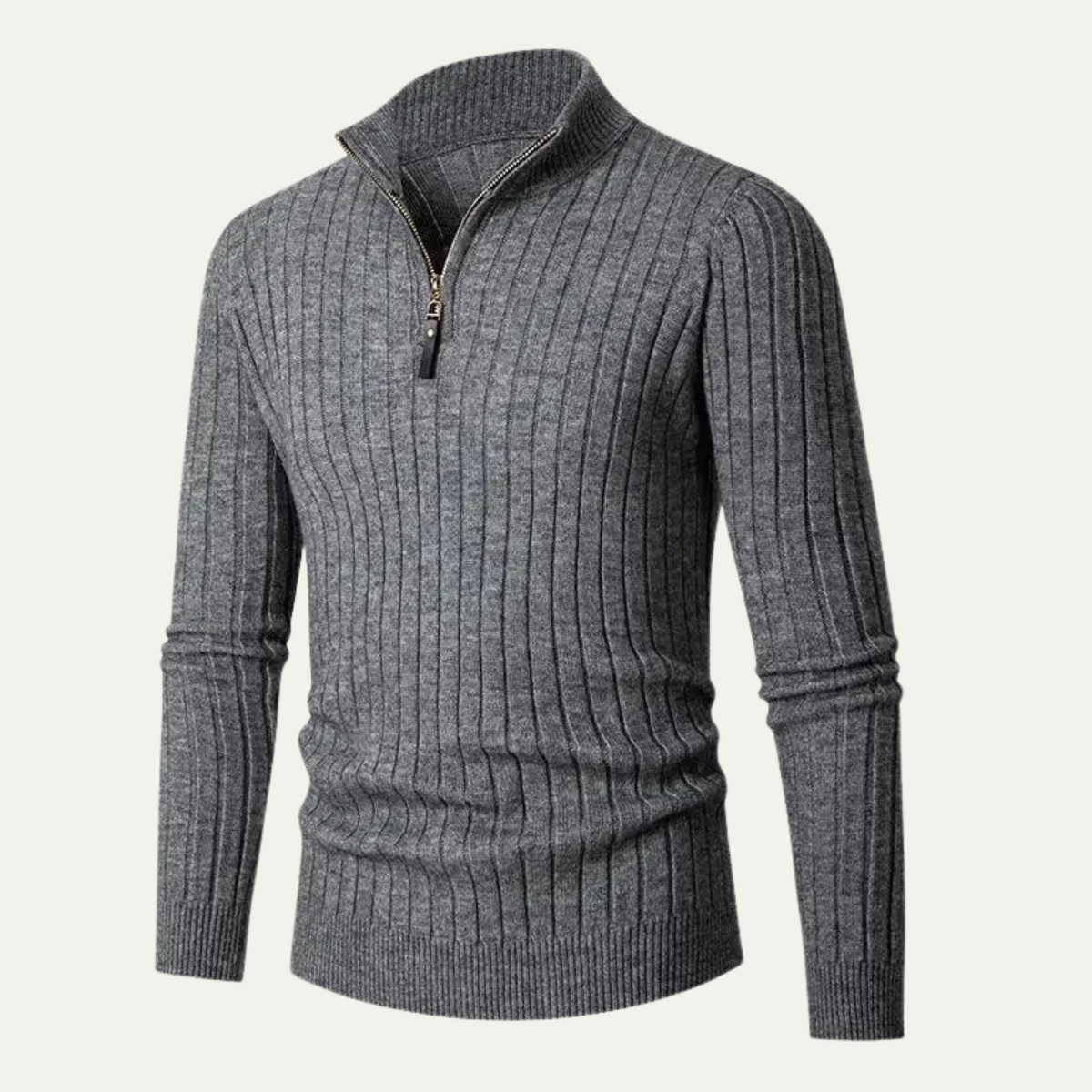 The Ragusa Men's Ribbed Knit Stand Collar Slim Fit Half Zip Jumper 10