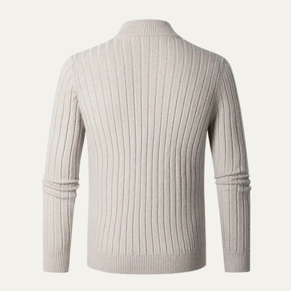 The Ragusa Men's Ribbed Knit Stand Collar Slim Fit Half Zip Jumper 2