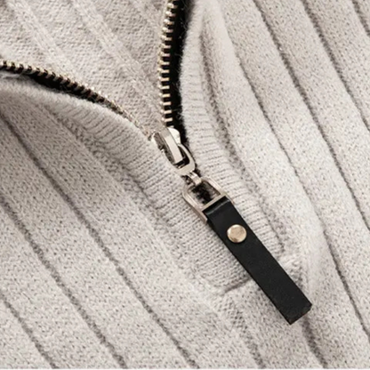 The Ragusa Men's Ribbed Knit Stand Collar Slim Fit Half Zip Jumper 3