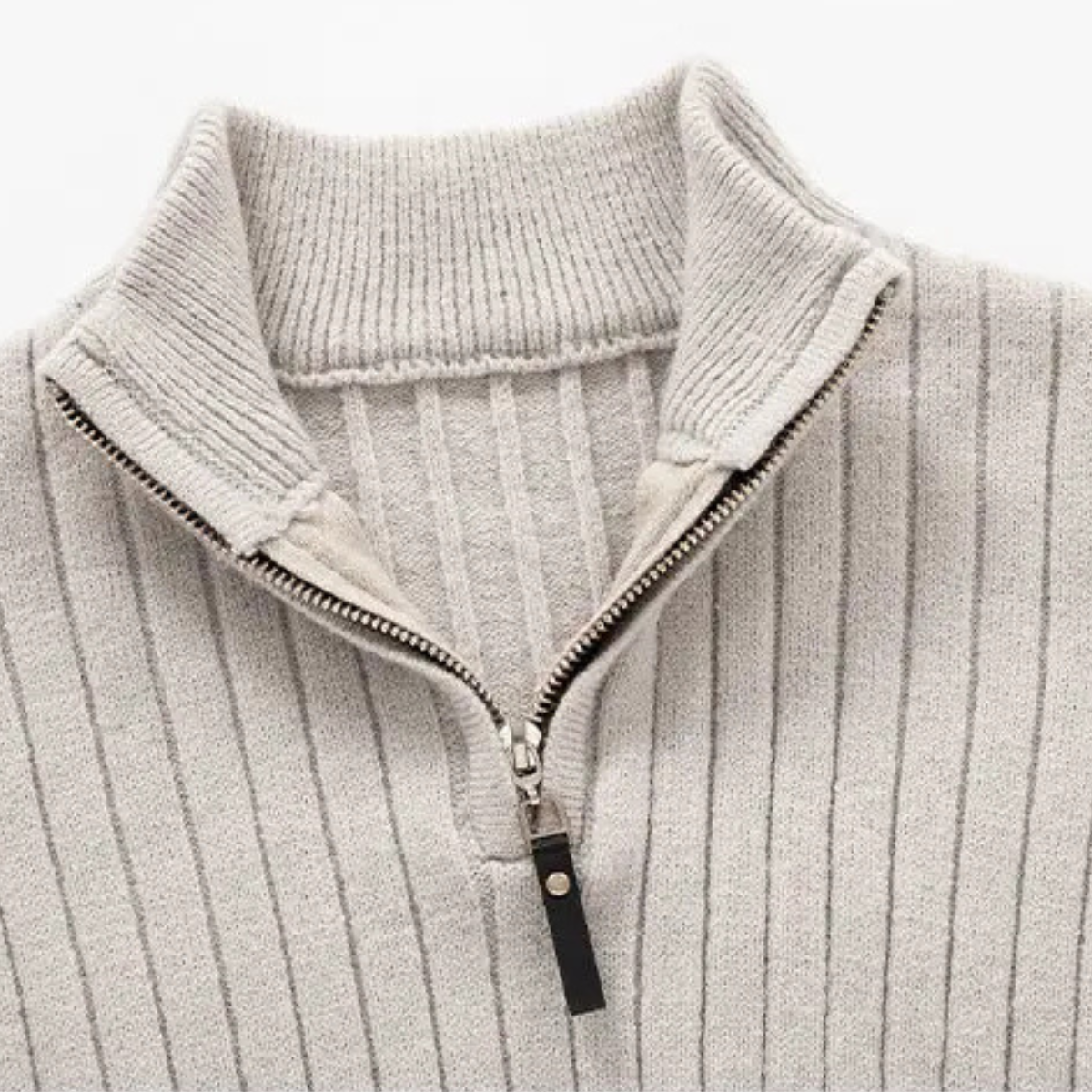The Ragusa Men's Ribbed Knit Stand Collar Slim Fit Half Zip Jumper 4