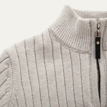 The Ragusa Men's Ribbed Knit Stand Collar Slim Fit Half Zip Jumper 6