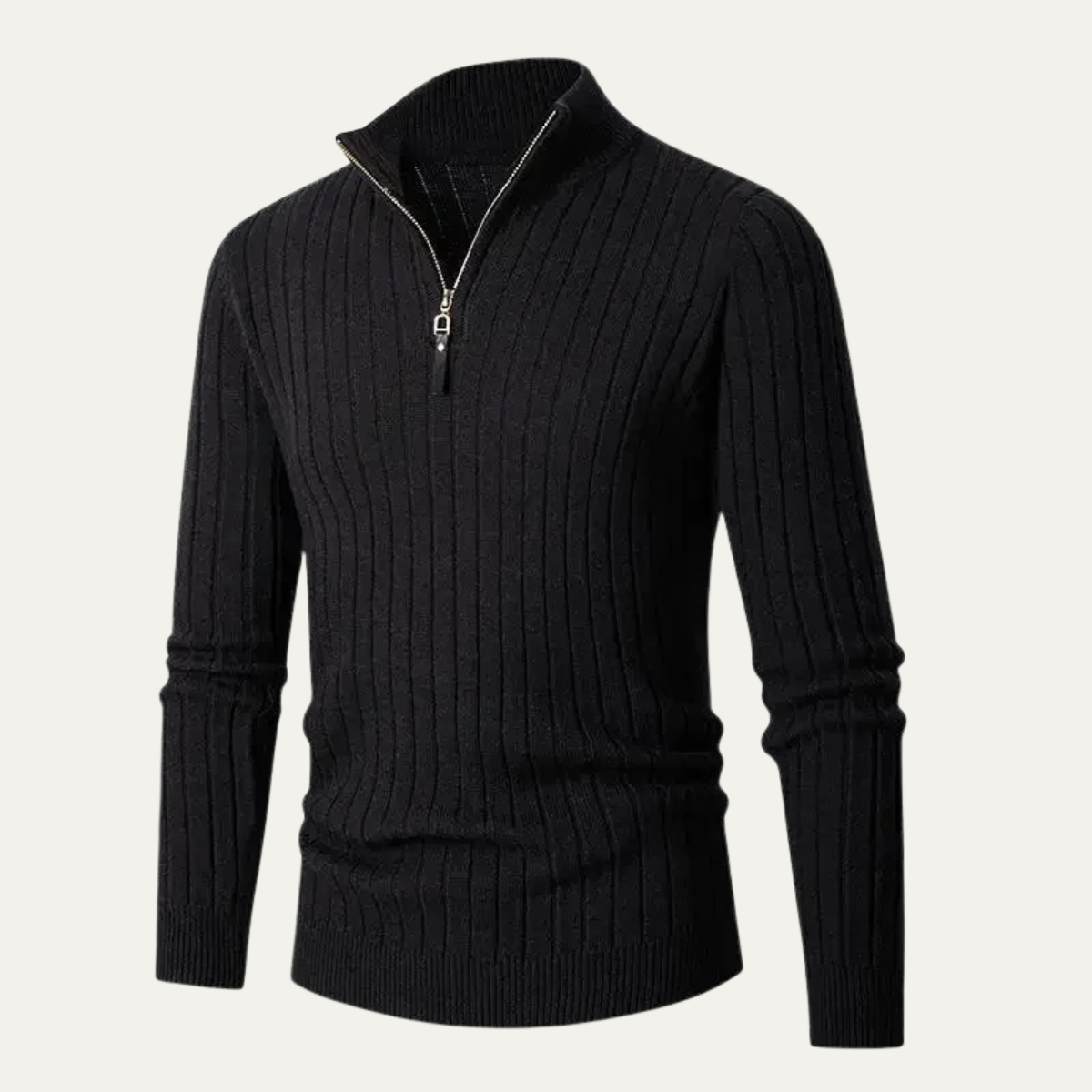 The Ragusa Men's Ribbed Knit Stand Collar Slim Fit Half Zip Jumper 7