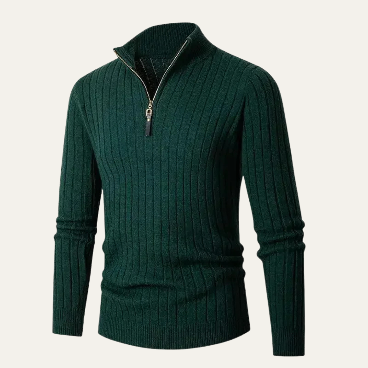 The Ragusa Men's Ribbed Knit Stand Collar Slim Fit Half Zip Jumper 8
