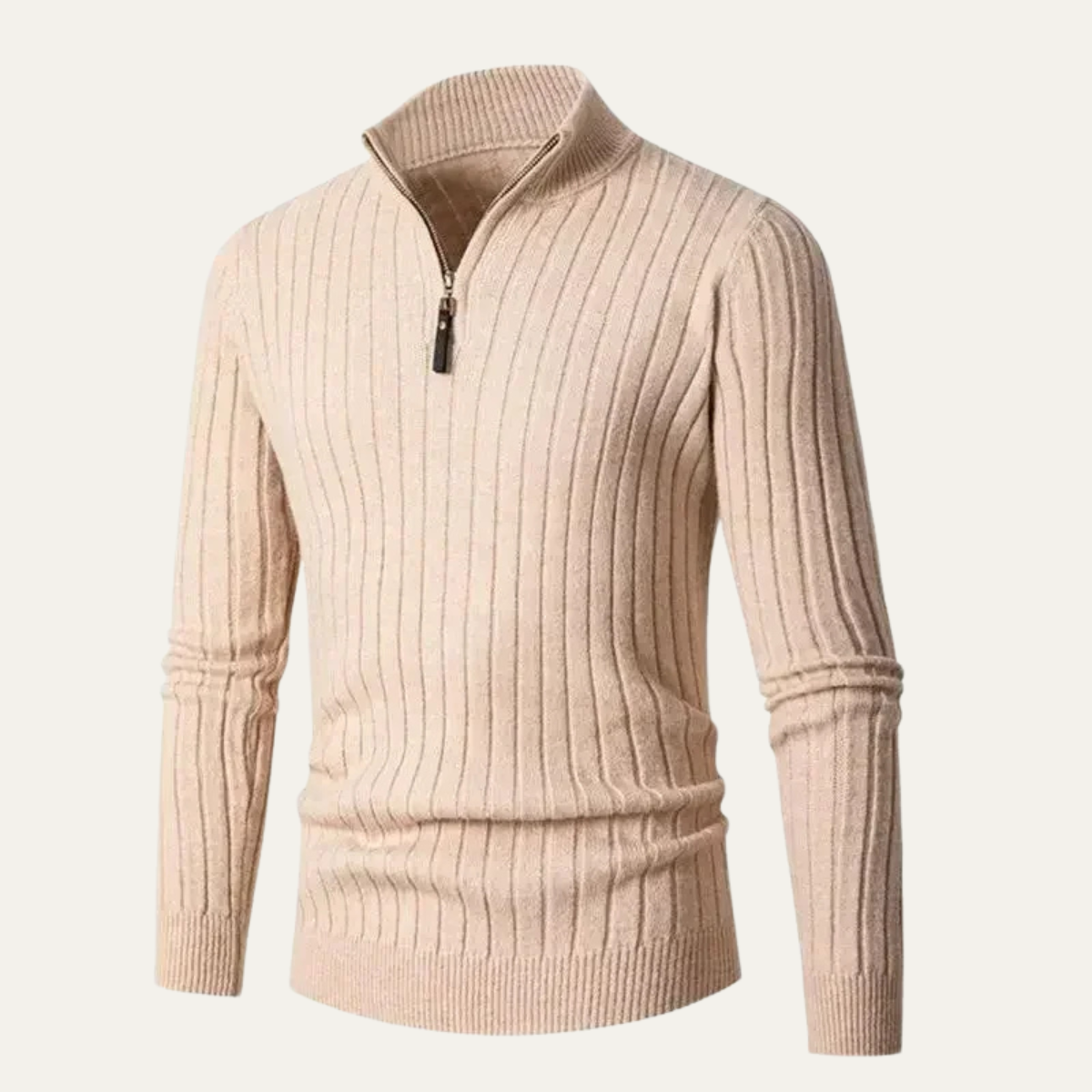 The Ragusa Men's Ribbed Knit Stand Collar Slim Fit Half Zip Jumper 9