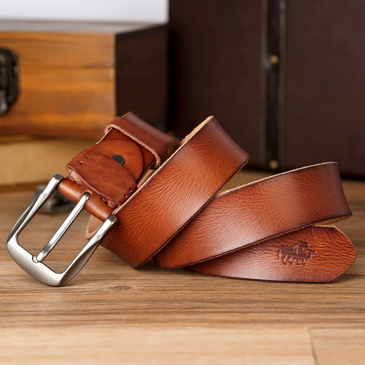 The Redford Belt – Vintage Cowhide Leather with Classic Buckle 5
