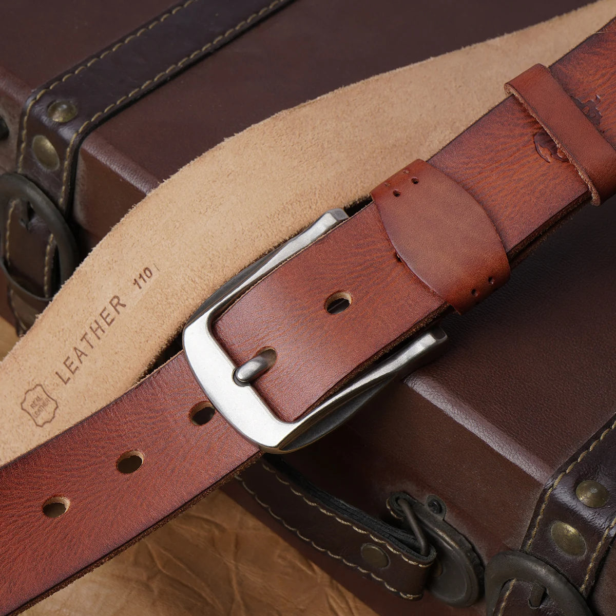 The Redford Belt – Vintage Cowhide Leather with Classic Buckle 6