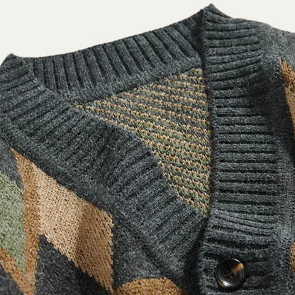 The Redruth Men’s Vintage Geometric Button Up Cardigan 3
