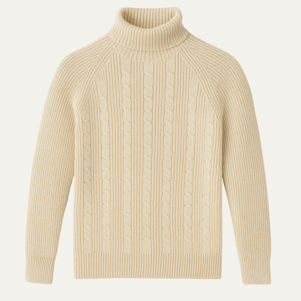 The Richemont Men’s Classic Old Money Cable Knit Turtleneck Jumper - Beige 0