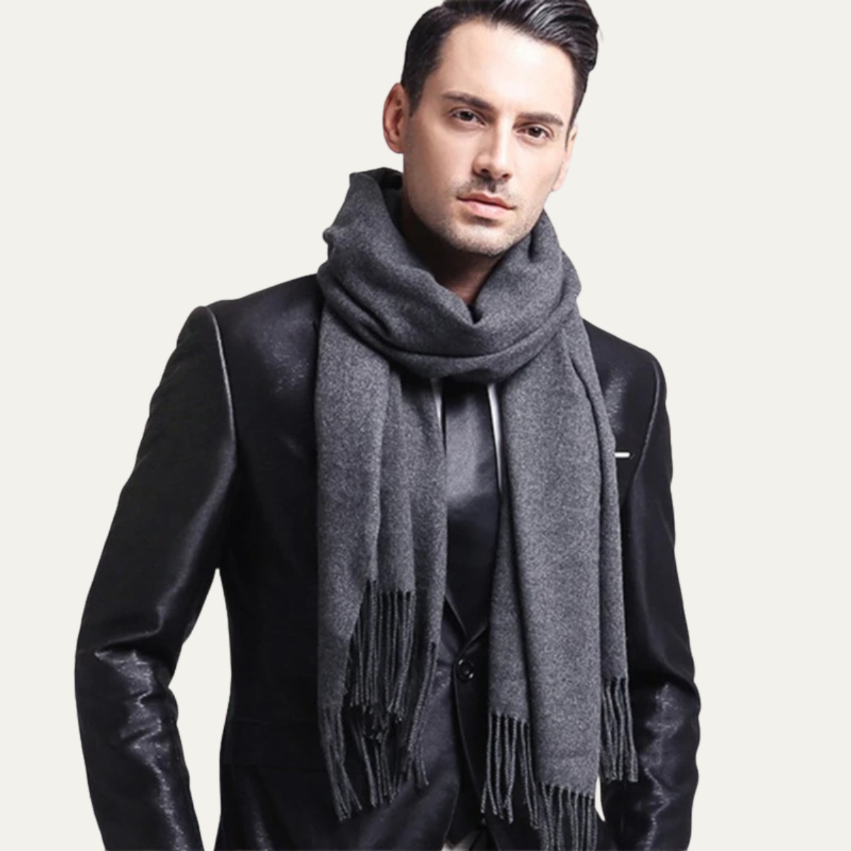 The Rive Gauche Cashmere Merino Scarf for Men - Grey 1