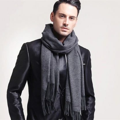 The Rive Gauche Cashmere Merino Scarf for Men - Grey 2