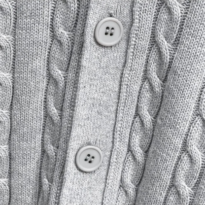 The Rochester Men's Classic Cable Knit Button Up Cardigan 2