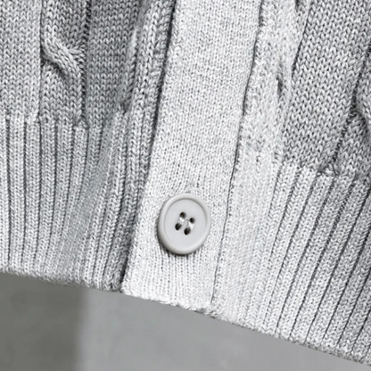 The Rochester Men's Classic Cable Knit Button Up Cardigan 4