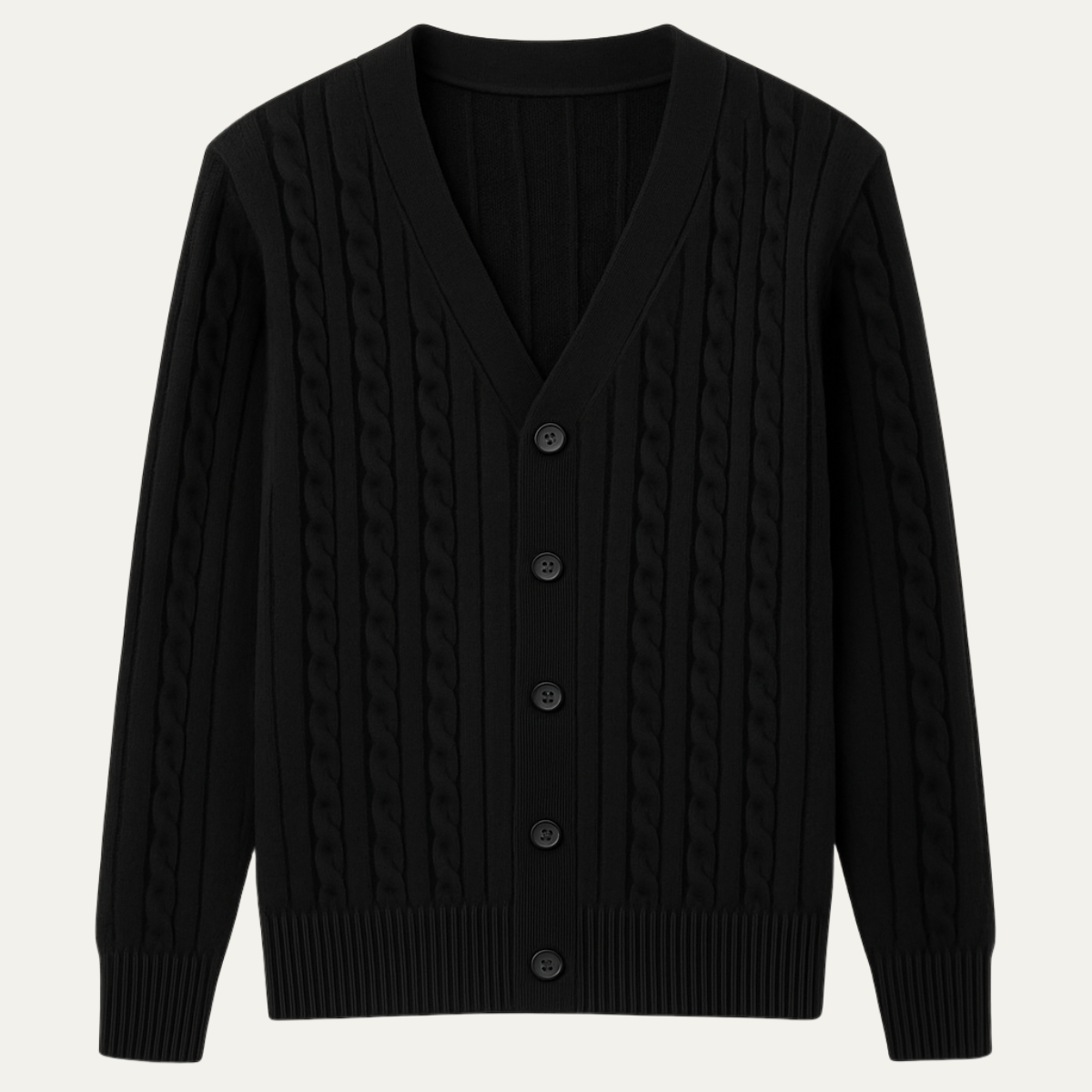 The Rochester Men's Classic Cable Knit Button Up Cardigan 8