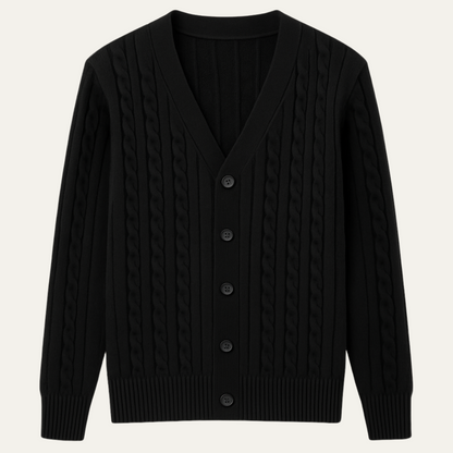 The Rochester Men's Classic Cable Knit Button Up Cardigan 8