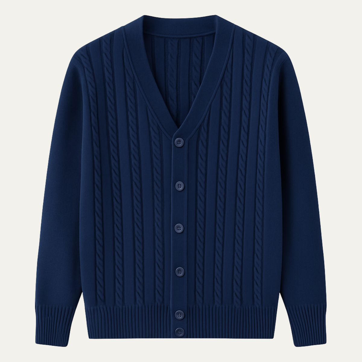 The Rochester Men's Classic Cable Knit Button Up Cardigan 9