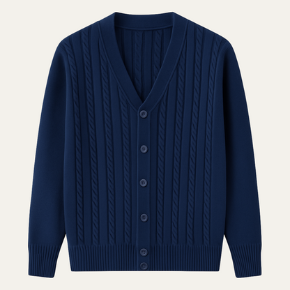 The Rochester Men's Classic Cable Knit Button Up Cardigan 9