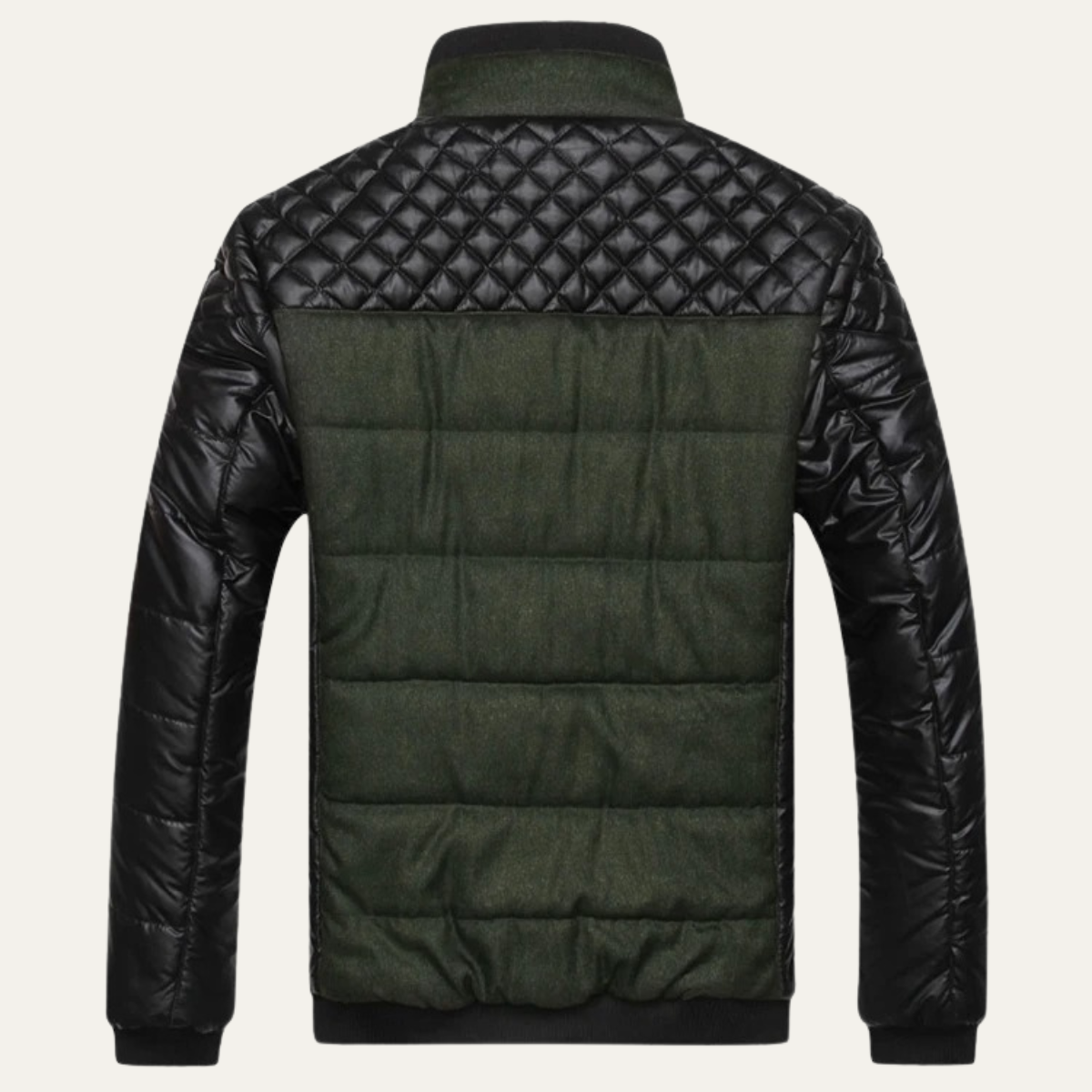 The Roma Men's Quilted Leather Padded Jacket with Stand Collar 2