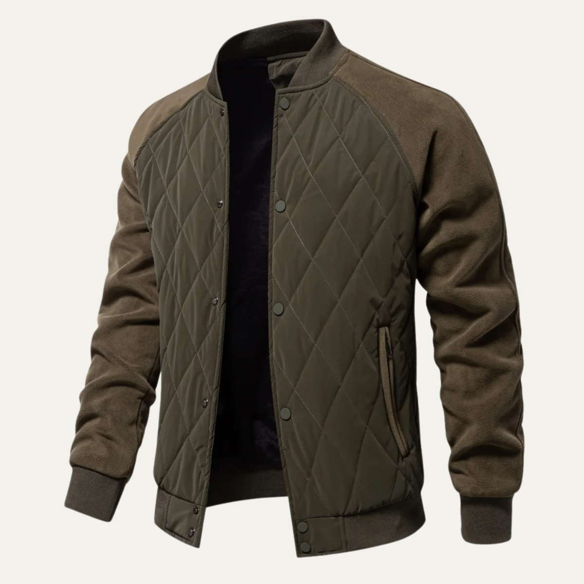 The Ryde Men’s Casual Patchwork Winter Quilted Bomber Jacket 1