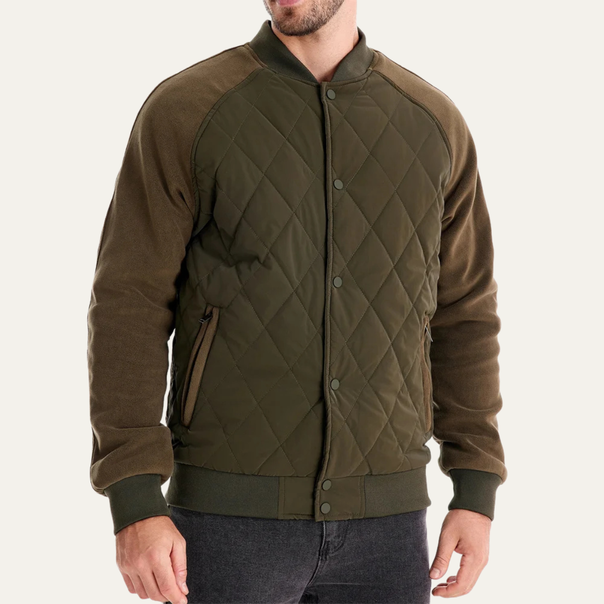 The Ryde Men’s Casual Patchwork Winter Quilted Bomber Jacket 2