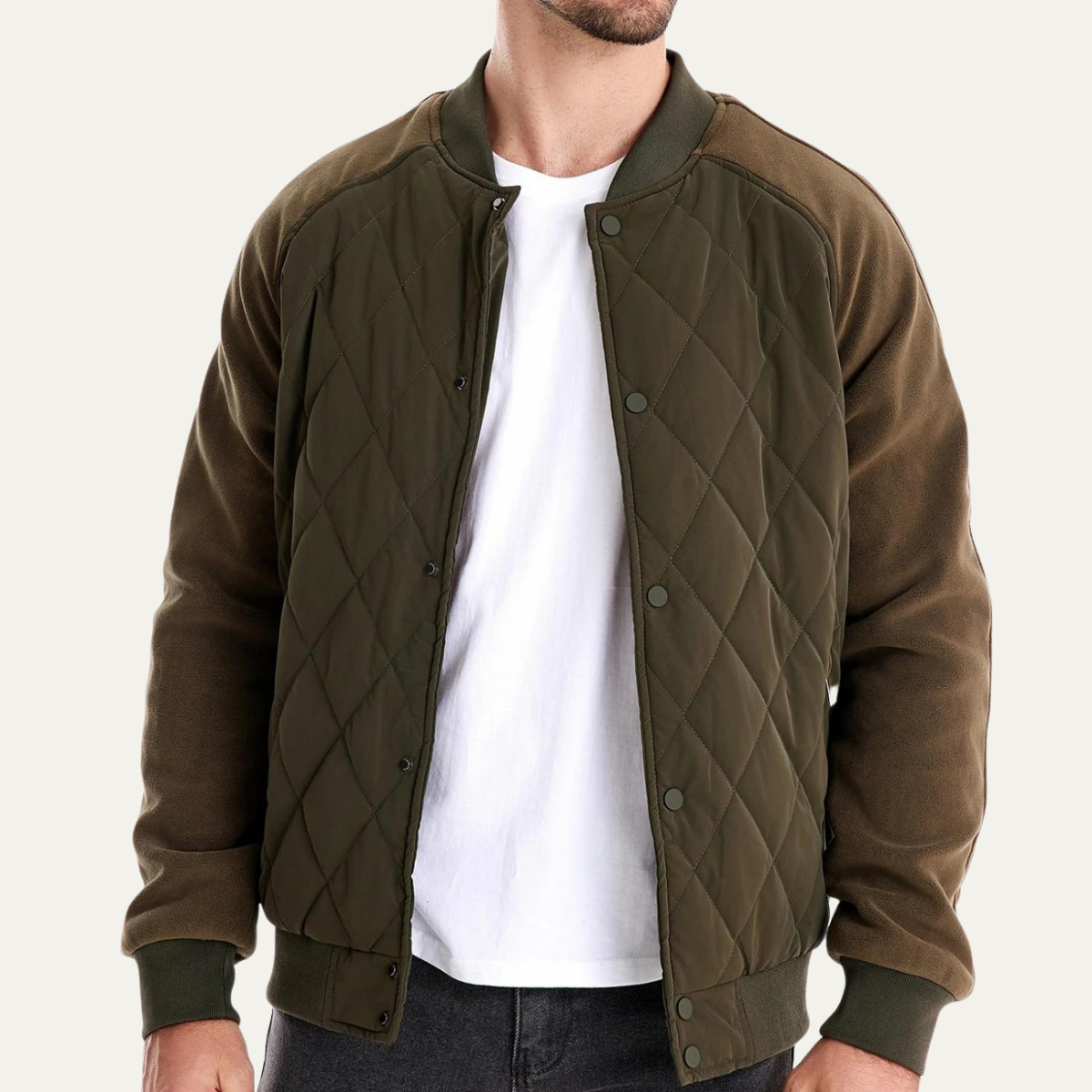 The Ryde Men’s Casual Patchwork Winter Quilted Bomber Jacket 3