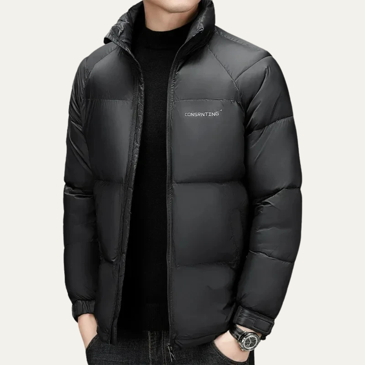 The Sagrantino Men’s Black Lightweight Warm Puffer Jacket 1