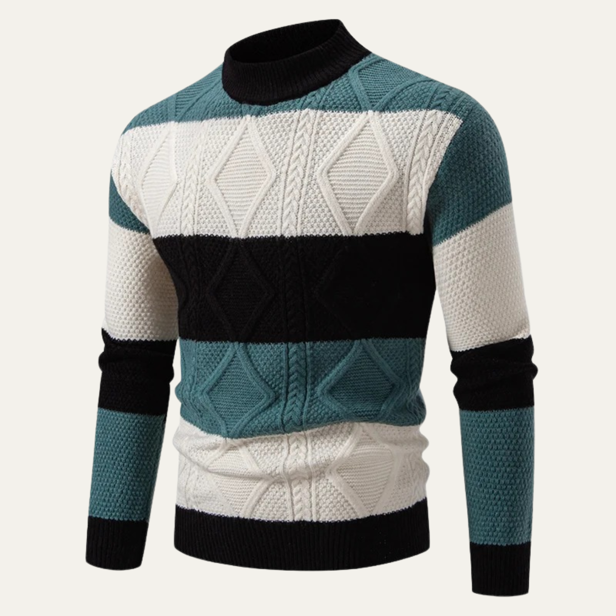 The San Candido Men’s Colour Block Patchwork Cable Knit Jumper 0