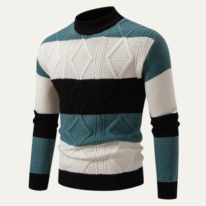 The San Candido Men’s Colour Block Patchwork Cable Knit Jumper 0