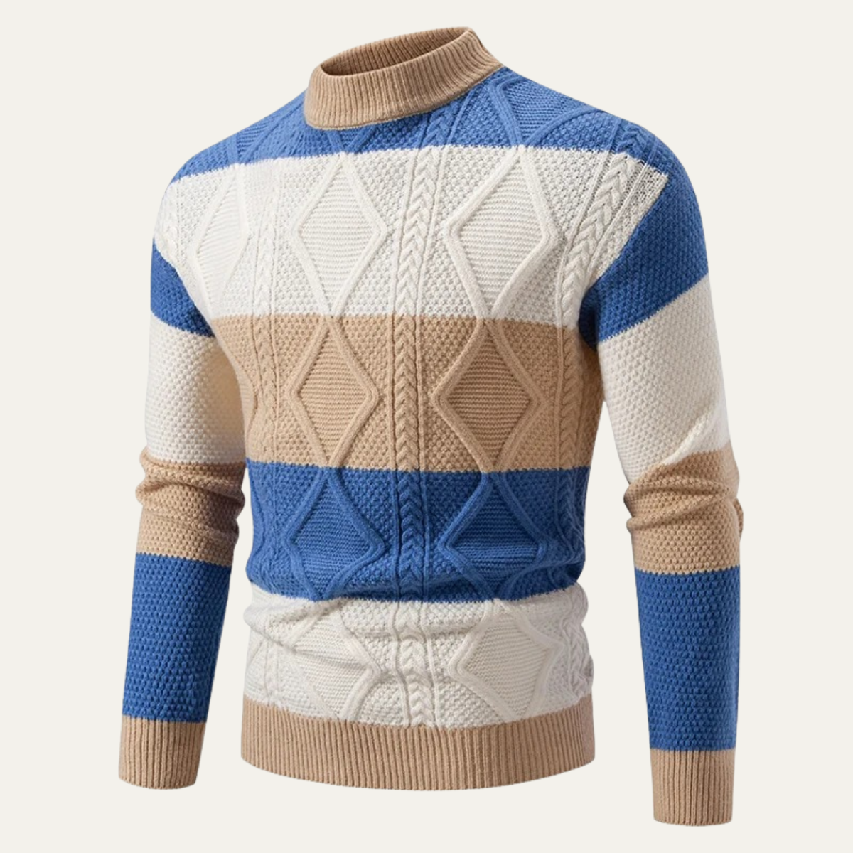 The San Candido Men’s Colour Block Patchwork Cable Knit Jumper 4