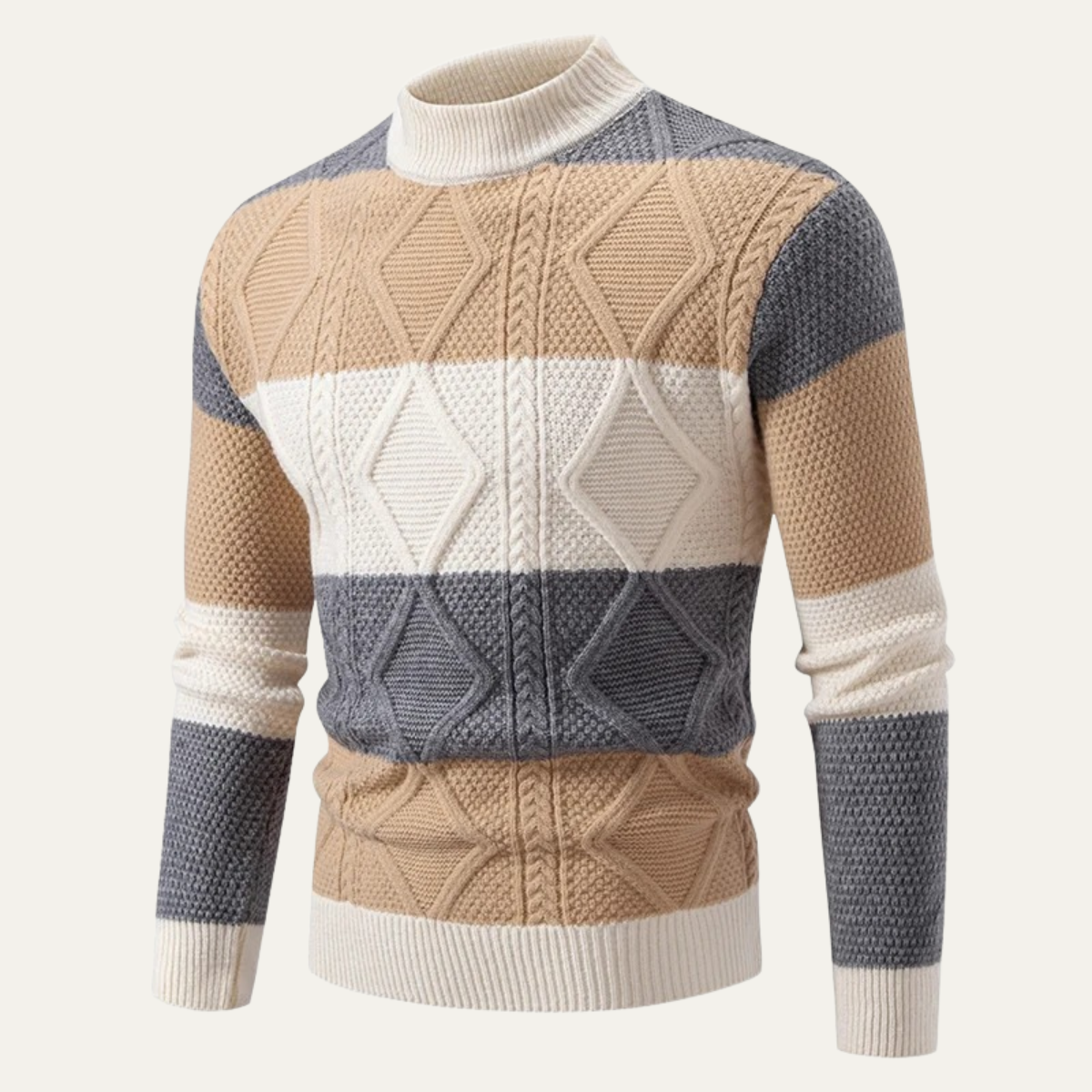 The San Candido Men’s Colour Block Patchwork Cable Knit Jumper 5