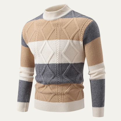 The San Candido Men’s Colour Block Patchwork Cable Knit Jumper 5