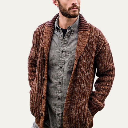 The Siracusa Men’s Chunky Knit Shawl Collar Cardigan 0