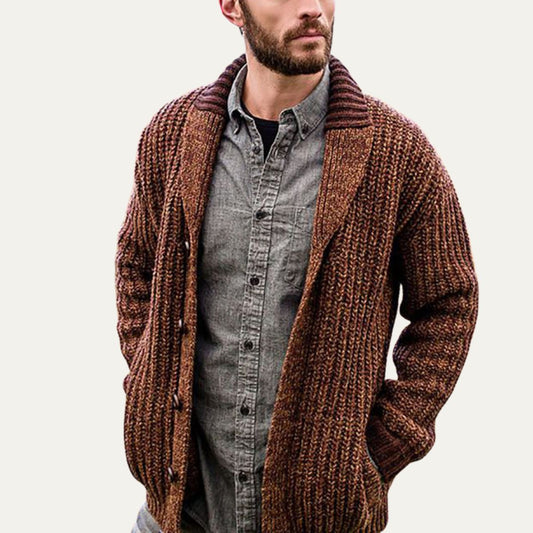 The Siracusa Men’s Chunky Knit Shawl Collar Cardigan 0
