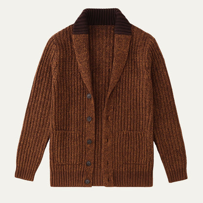 The Siracusa Men’s Chunky Knit Shawl Collar Cardigan 1