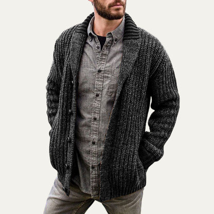 The Siracusa Men’s Chunky Knit Shawl Collar Cardigan 2
