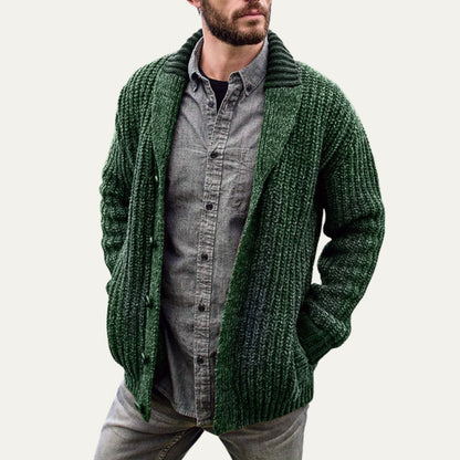 The Siracusa Men’s Chunky Knit Shawl Collar Cardigan 4