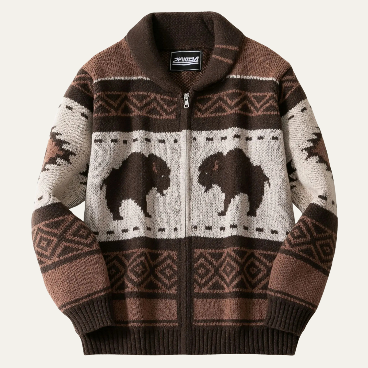 The St Andrews Men's Retro Buffalo Print Winter Cardigan 0