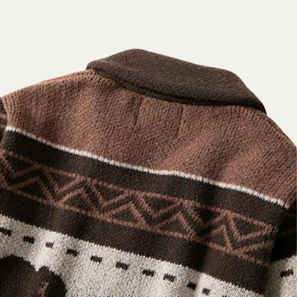 The St Andrews Men's Retro Buffalo Print Winter Cardigan 3