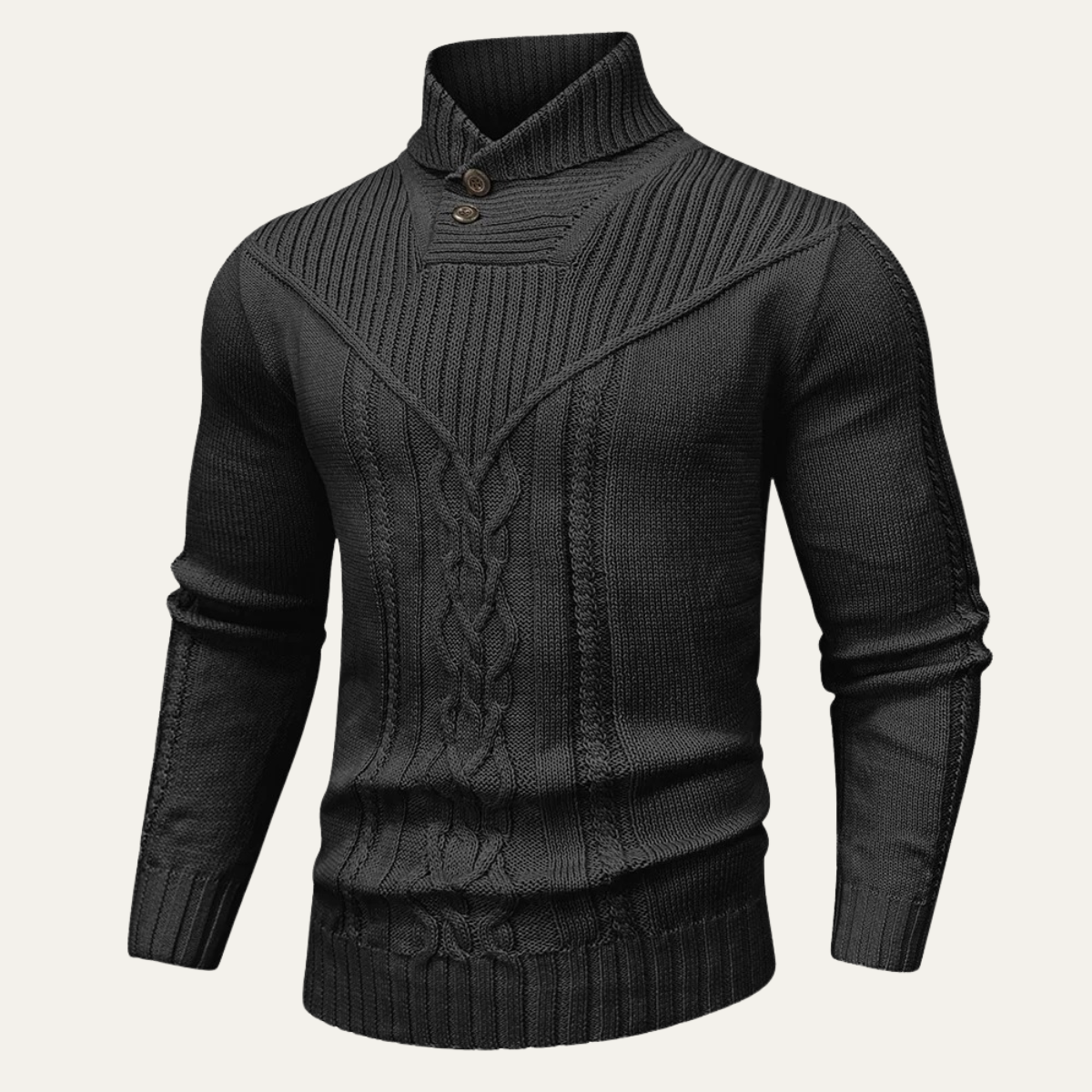 The Stockbridge Men’s Ribbed Knit Button Neck Winter Jumper 0