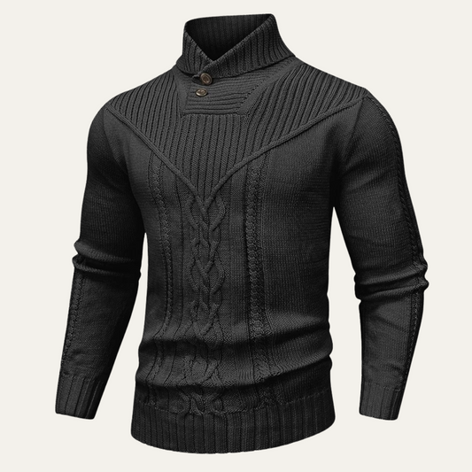 The Stockbridge Men’s Ribbed Knit Button Neck Winter Jumper 0