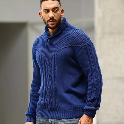 The Stockbridge Men’s Ribbed Knit Button Neck Winter Jumper 2